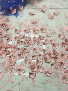 China French 3D Butterfly Wedding Net Lace Fabric , Fashion Bridal Lace Fabric 125 cm Wide wholesale