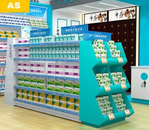 China Professional Pharmacy Display Shelves 30kg/Layer Yellow / Pink / Blue Color wholesale