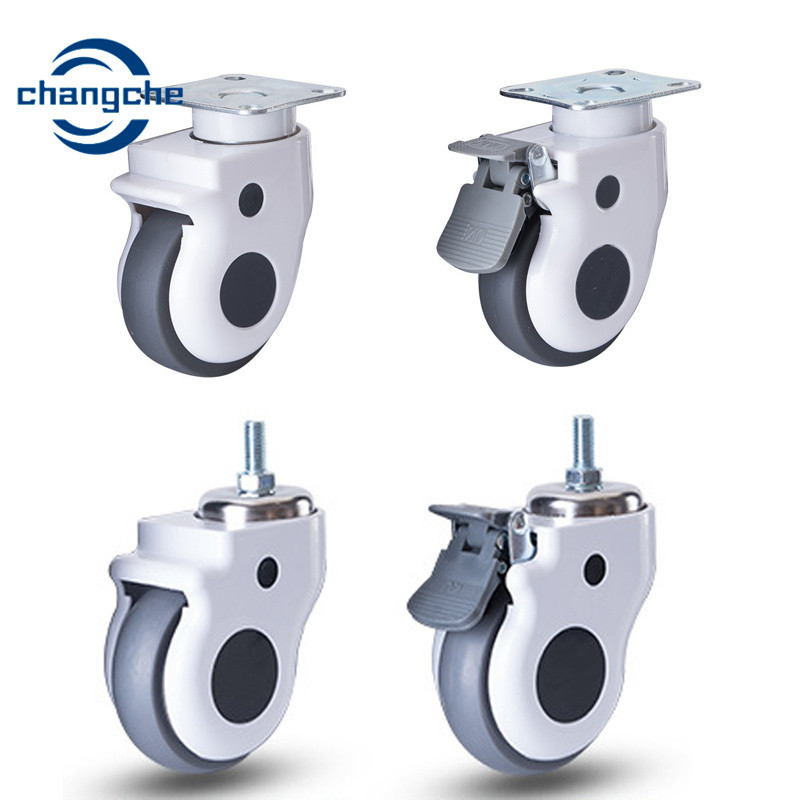 TPR Hospital Bed Caster Wheels 125MM Twin Wheels Medical Trolley Castors With Brake