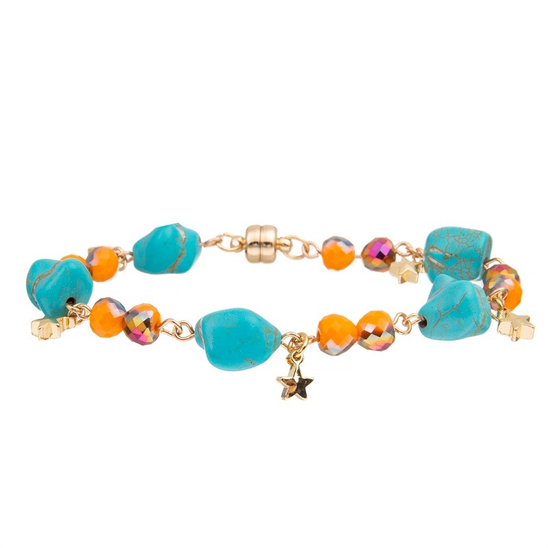 Shine Turqupise Beads Gold Chain Bracelet