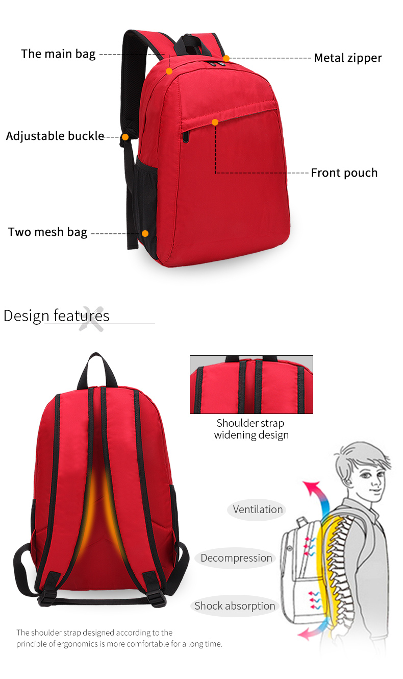 Custom logo fashion middle school students waterproof backpack for kid school bag