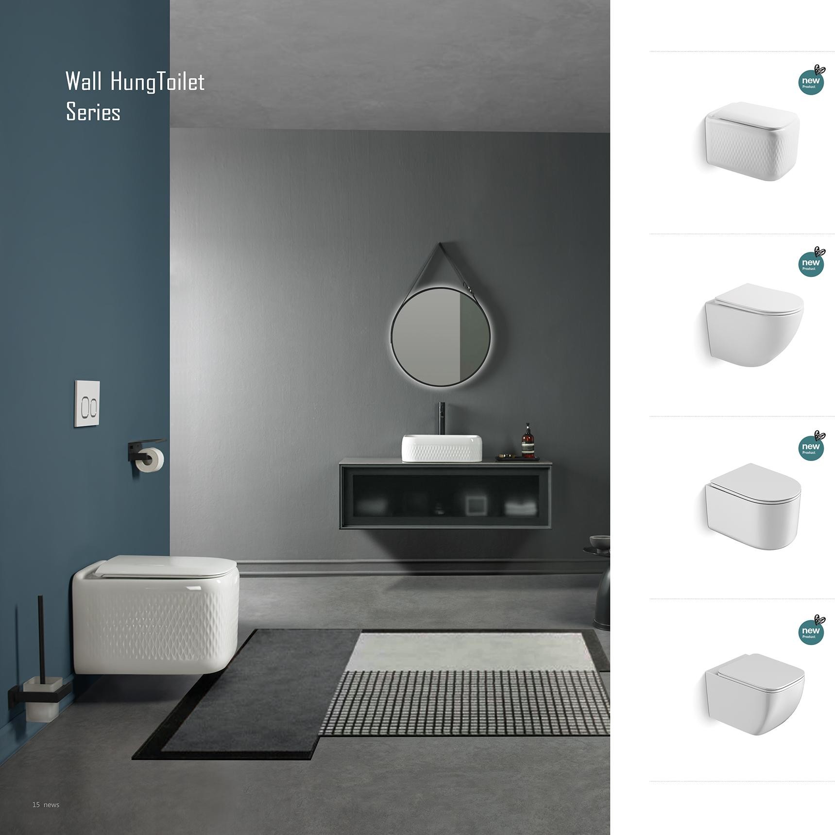 Standard Toilet Bowl Set Ceramic Sanitary Ware Wall Hung Toilet with Toilet Seat for Bathroom