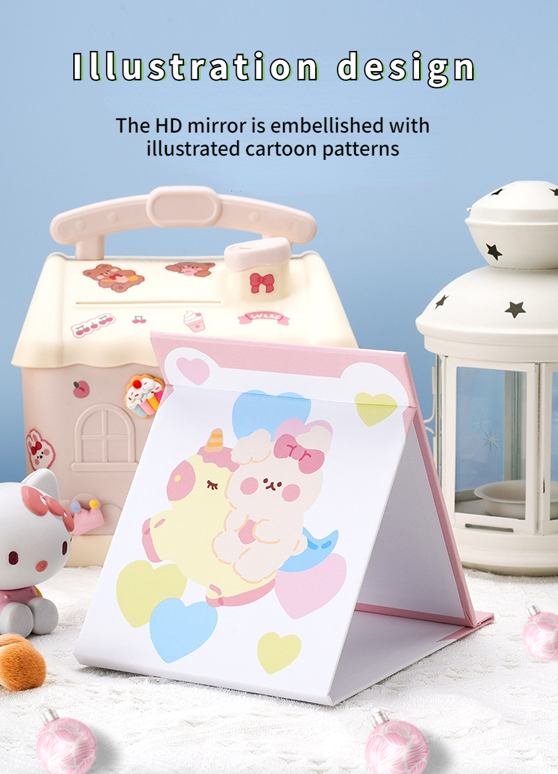 Design Style Fashion Coated Paper Glass Mirror Portable Vanity Light Mini Little Mirror