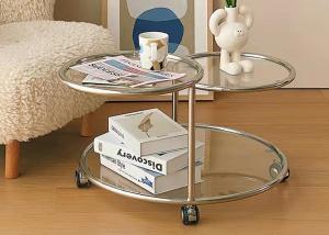 China Stainless Steel Glass Top Nesting Coffee Tables wholesale