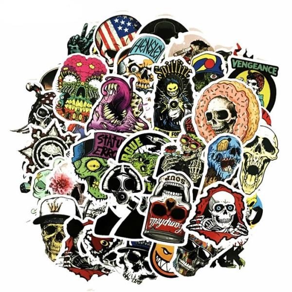 Cartoon Skull Mixed PVC Graffiti Cool Stickers Waterproof Custom Size Fashion