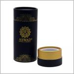CMYK Perfume Packaging Black Paper Round Box With EVA Insert
