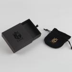 Custom Black Jewelry Paper Box With Bag Necklace Sliding Gift Box Ribbon Tab
