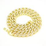 Hot Sale Gold Plated Rhinestone Mens Womens Cuban Link Necklace Hip Hop Necklace