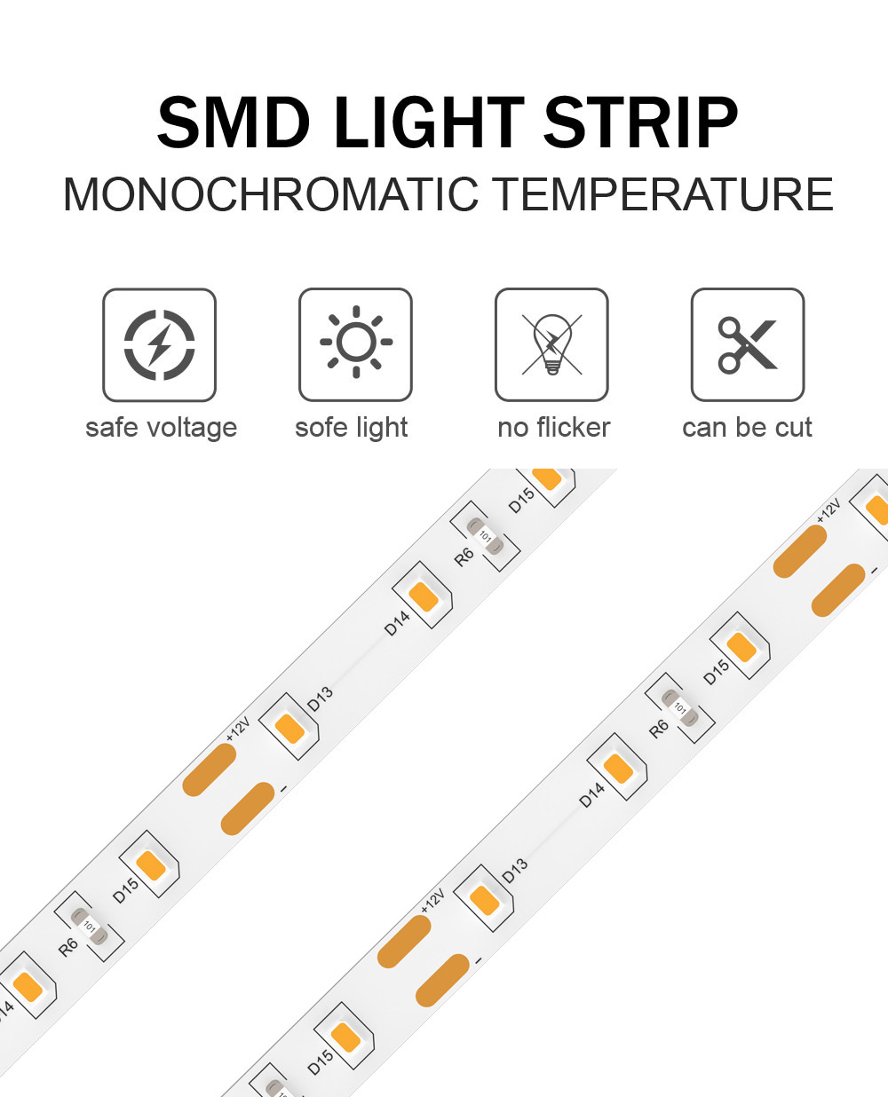 8mm Width 12V 2835 SMD 180leds High Brightness 5M 10M 120LEDS Customization LED Smart Strip Light 24v