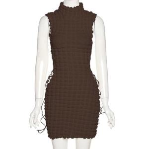 China OEM maufactory Polyester Spring Summer Round Neck Sleeveless Sexy Belt European American Style wholesale