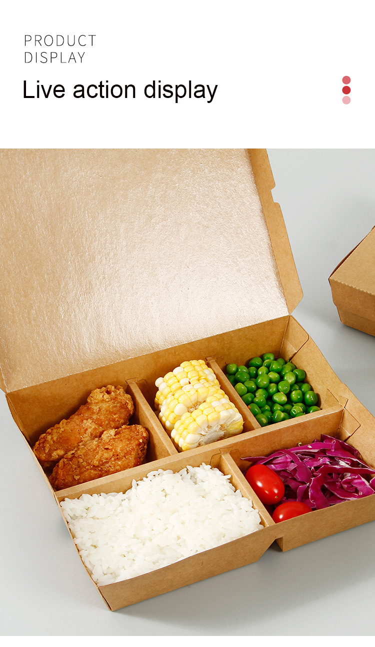 Disposable 5 Squares Wood Pulp Paper Lunch Box for Eco-friendly Fast Food Packaging