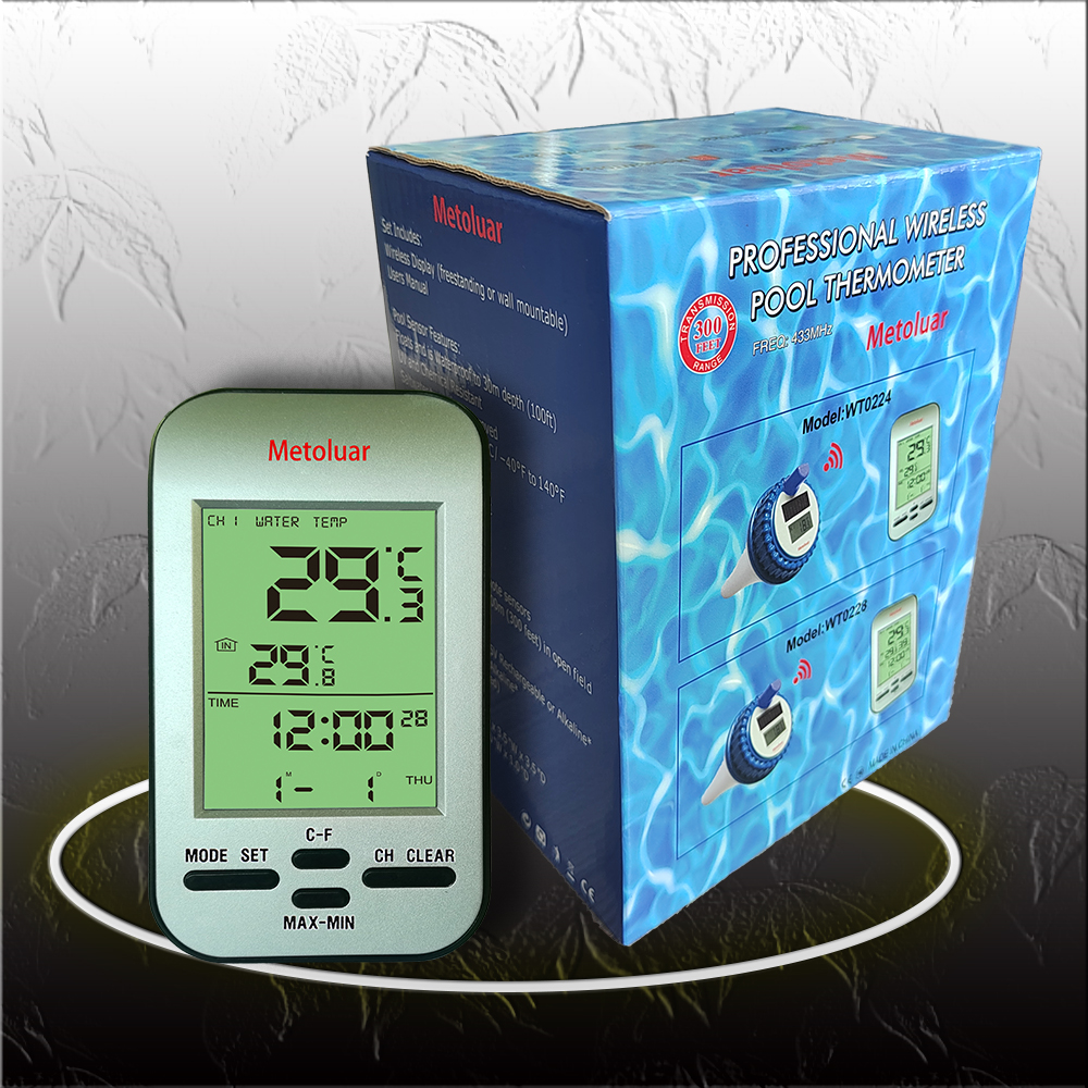 Portable Solar Pool Thermometer With Data Logger Outdoor Temperature Range -40 To 60 °C