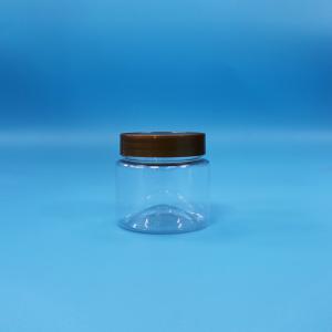China Transparent Candy Cookie PET Round Plastic Jars Screw Flat Lids Food Grade wholesale