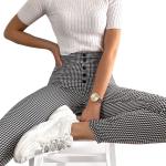 Autumn Plaid High Waist Ladies Casual Pants