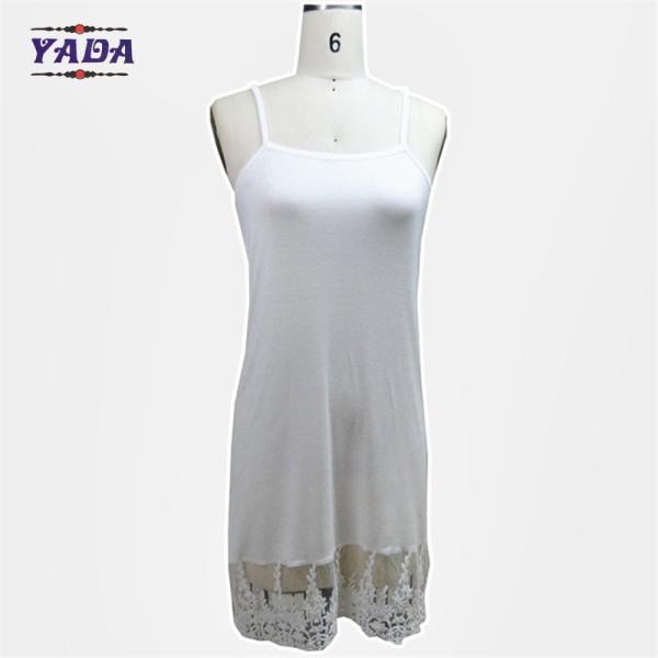 Fashion casual spaghetti strap girls lace slip mature women 100% cotton white