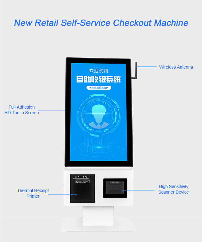 21.5" Customer Service Kiosk Touch Screen Foodservice Kiosk Self Ordering