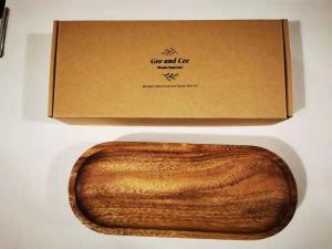 China Multipurpose Rectangular Wooden Plate 25cm Fashion Fruit Snack Dish Tray wholesale
