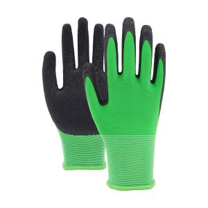 China 13 Gauge Polyester Work Gloves Black Cut Resistant Latex Gloves With Grip wholesale