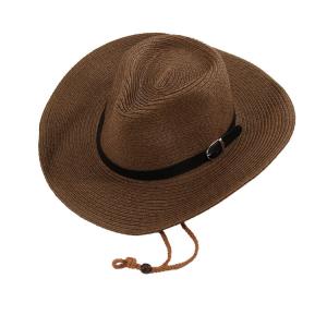 China Fashionable Knitted Summer Cowboy Straw Hat With Embroidered Logo wholesale