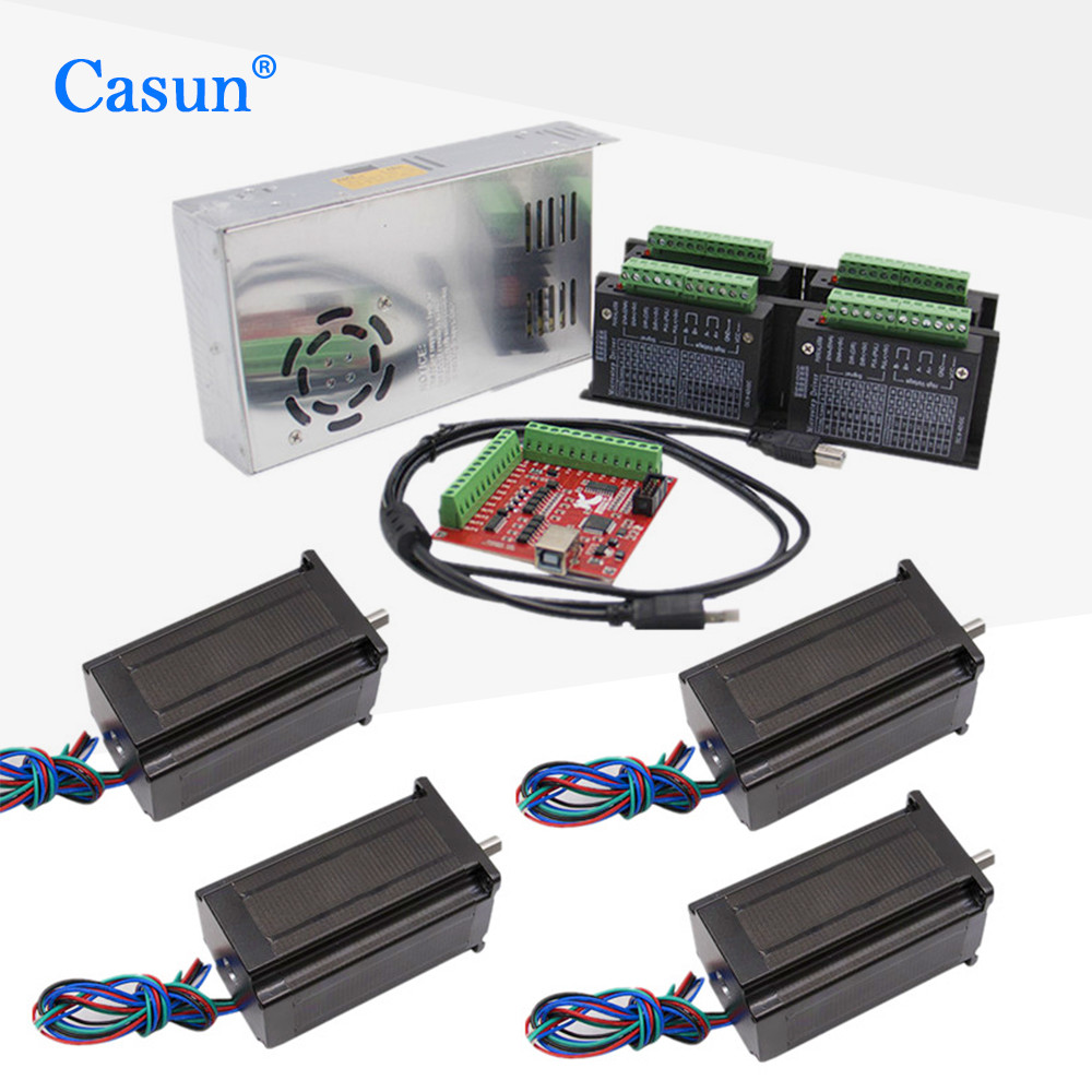 Nema 23 CNC Kits 4 Axis 12N.M Stepper Motor Driver Power Supply Mach3 For CNC Machine