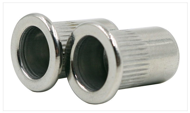 Stainless Steel Flat Head Ribbed Rivet Nuts , Grade 4.8 Grade 12.9 Knurled Rivet Nut