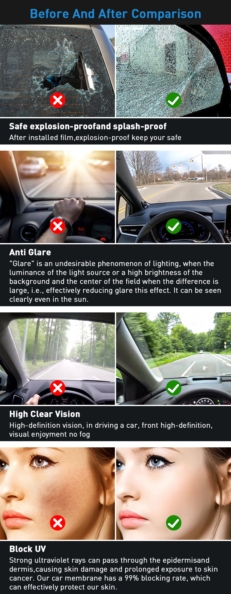 Car Window Tint Clear Vision Nano Ceramic Film For Car Or House