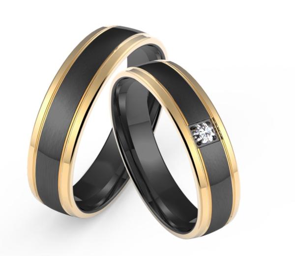 Simple Fashion Men Jewelry Polished With Double Ring K Gold Inset Zircon Couple