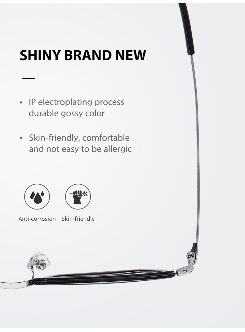 Men'S Black Acetate Glasses Optical Titanium Simple Design OEM