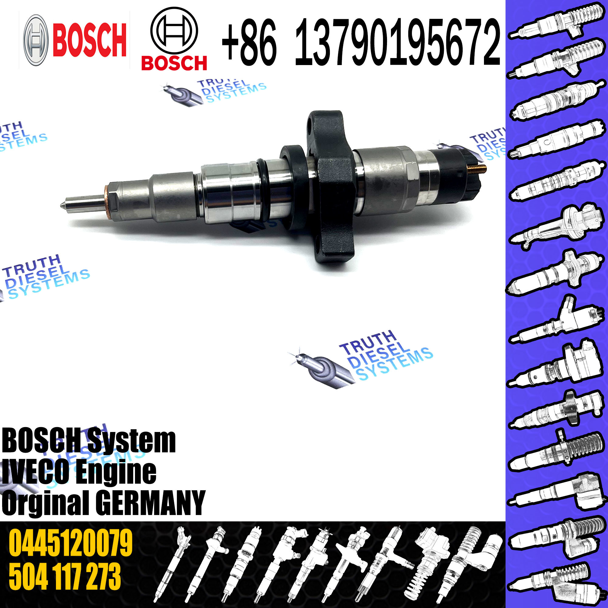 diesel engine parts common rail injector 0445120079 504117273 for CASE/IVECO