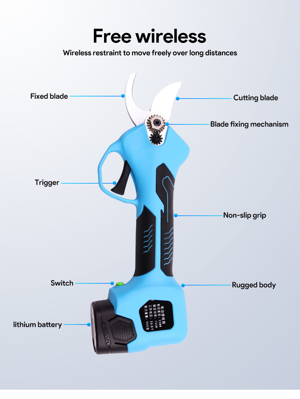 Swansoft Finger Protection Secateurs Battery Operated Scissor 25mm Battery Powered Orchard Pruner With High Quality