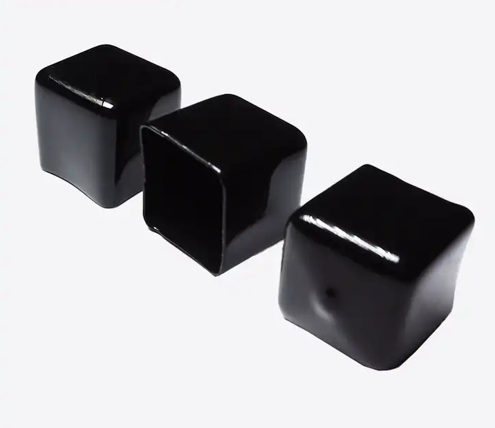 Square Vinyl End Caps Rubber Hole Plugs Black PVC End Cap Flexible Protector Soft Rubber End Cap Plastic Cover
