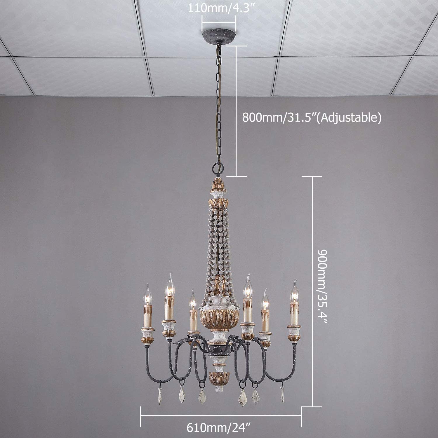 Wood chandeliers lighting french bedroom suspended lights(WH-CI-118)