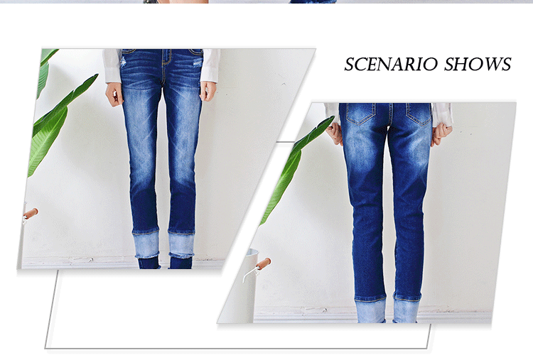 Vintage Straight Women Denim Skinny Jeans Full Length Spandex / Cotton