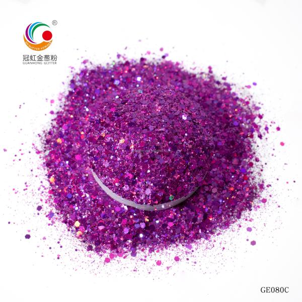 PET Hexagonal Laser Chunky Glitter Mix Powder For Holiday Decoration Nails