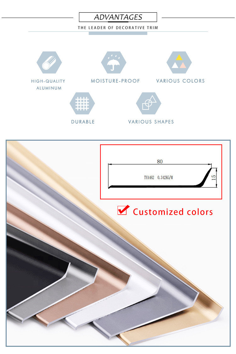 Flooring Accessories 80mm Metal Skirting Board Lines For Protection