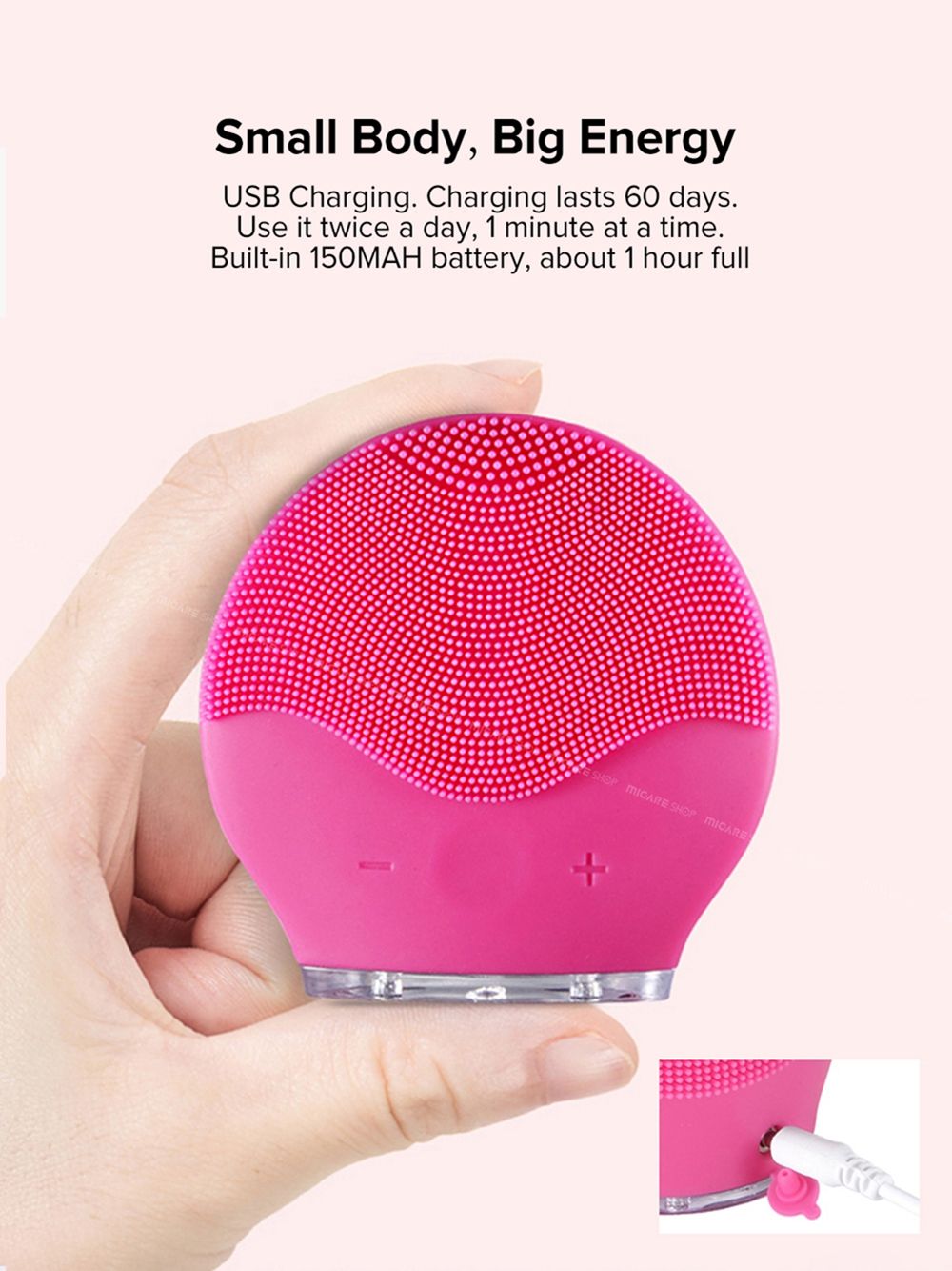 Waterproof Vibrating Face Cleansing Brush Usb Recharge Private Label
