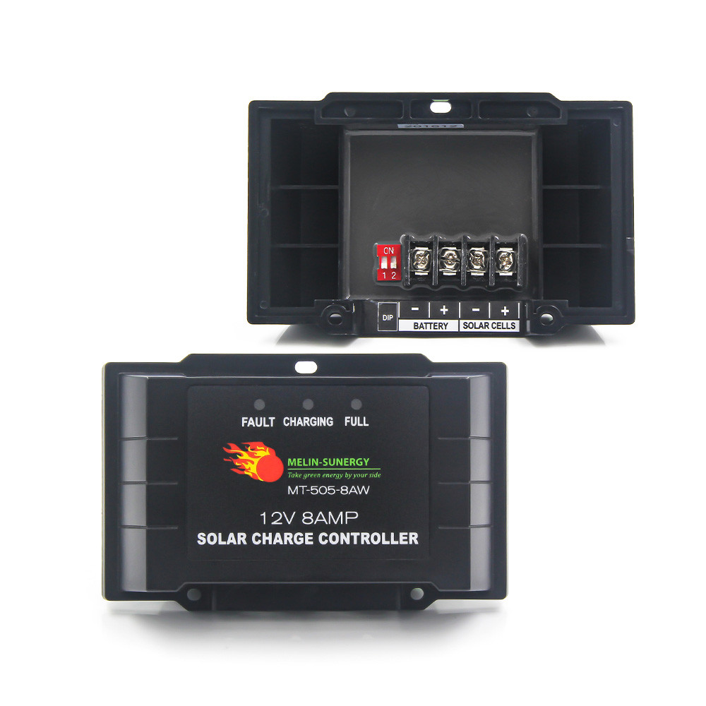 Black Intelligent Pwm Solar Charge Controller IP67 8A 12V 24V Solar Charge Controller