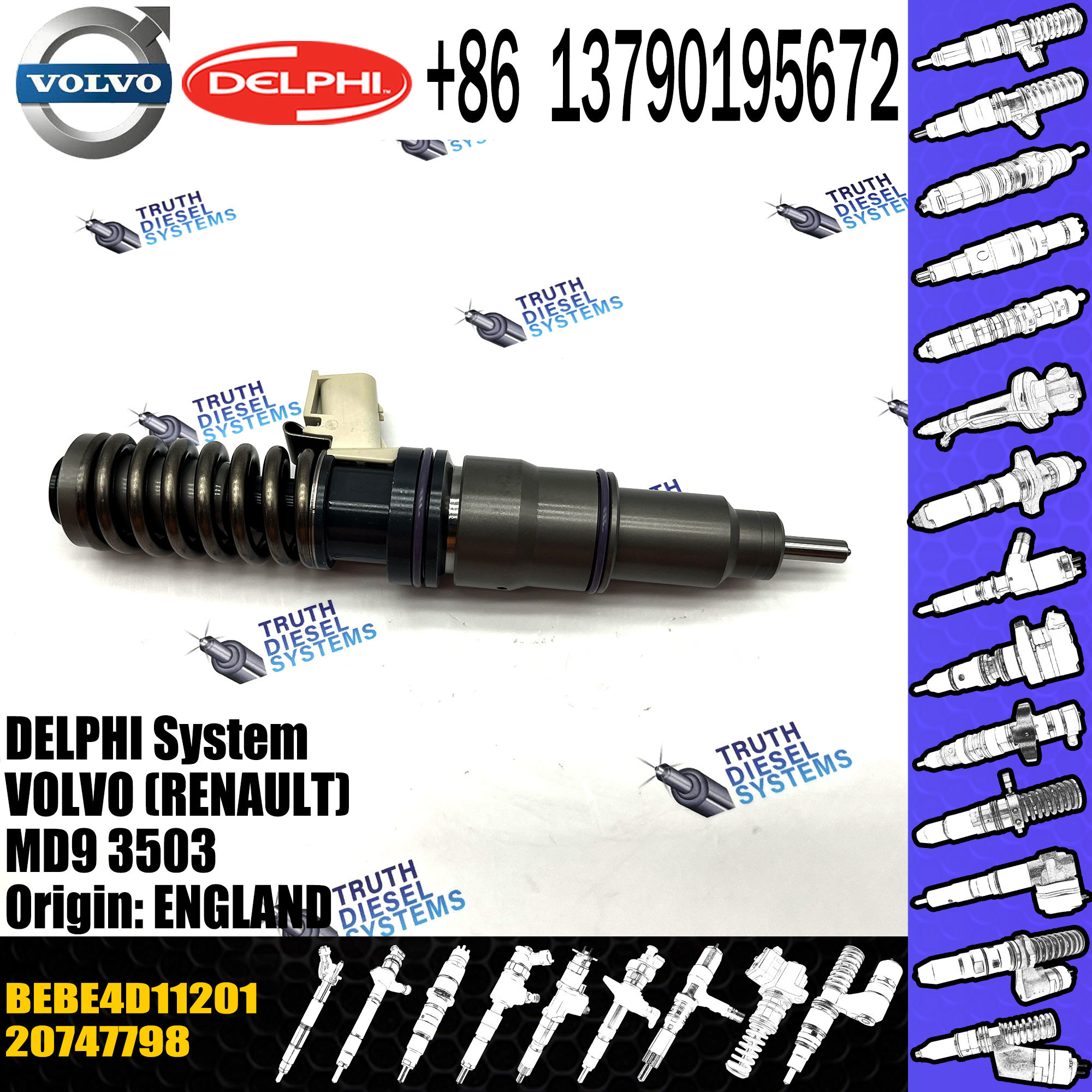 New Diesel Fuel Injector 20747798 BEBE4D11001 20440388 20500620 20747797 420747798 85000675 BEBE4D11201 for VOL