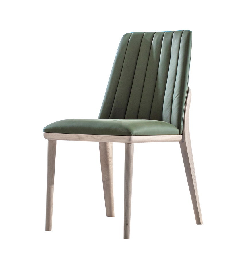 Oak wood frame structure in PU painting with Leather upholstered cushion Dining chairs made from China furniture factory