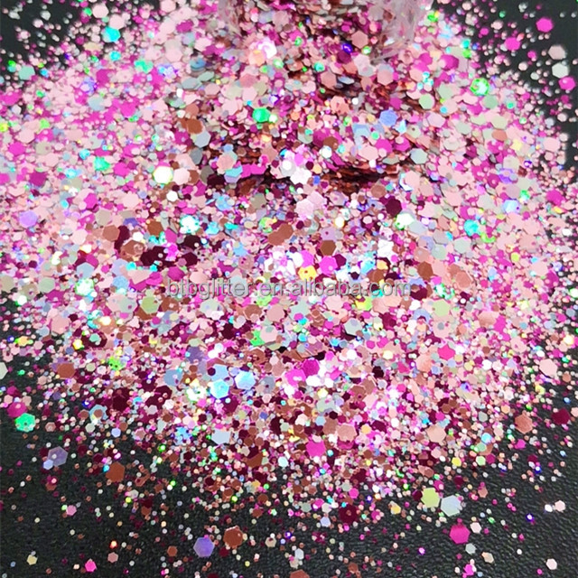 Polyester Bright Rainbow Candy Sparkle Mixes Shapes Chunky Glitter Confetti Customized for Your Requirements