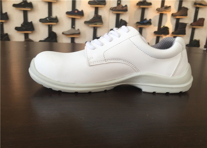 Pure White Upper Ladies Safety Shoes Anti Smash With Raw Eyelet CE Approved