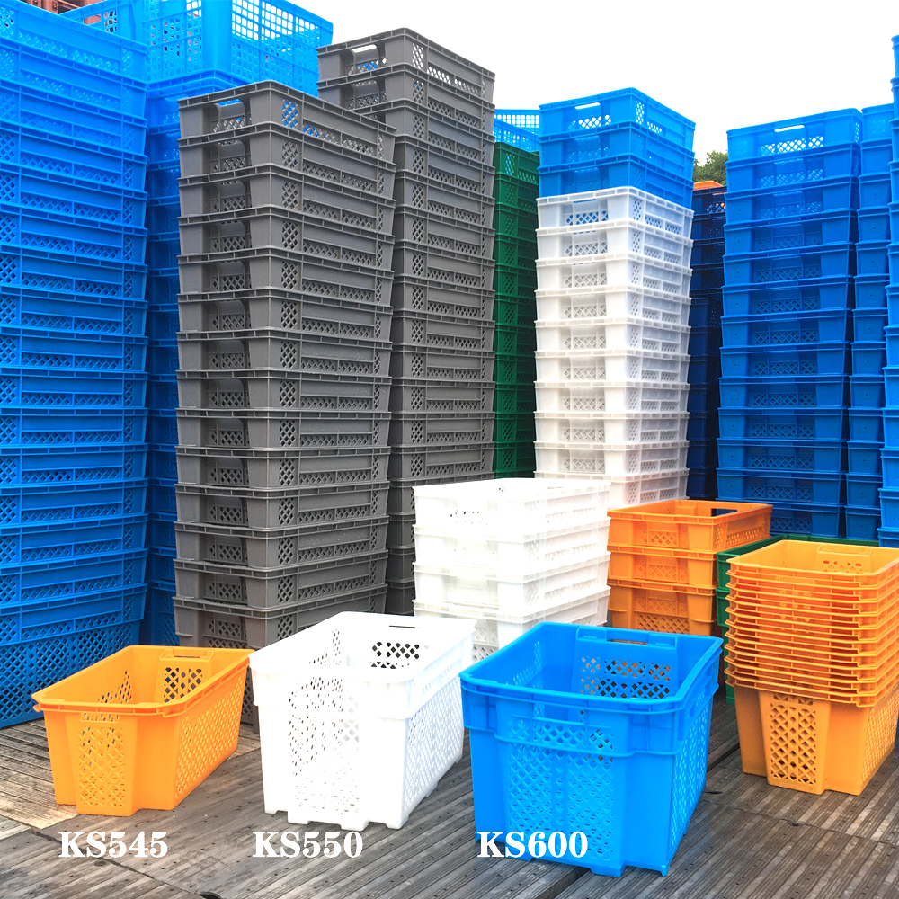 Plastic Moving Box Containers For Fruits Vegetables Internal Size 590x410x330mm