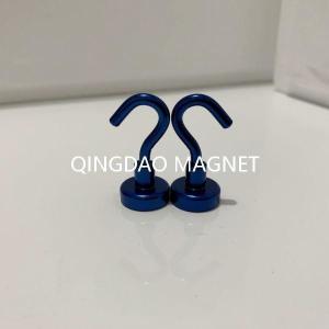China Sintered NdFeB Hook Magnet, N35,16KGS, Permenent Hook Magnets in Blue, Black, White, Green Colors wholesale