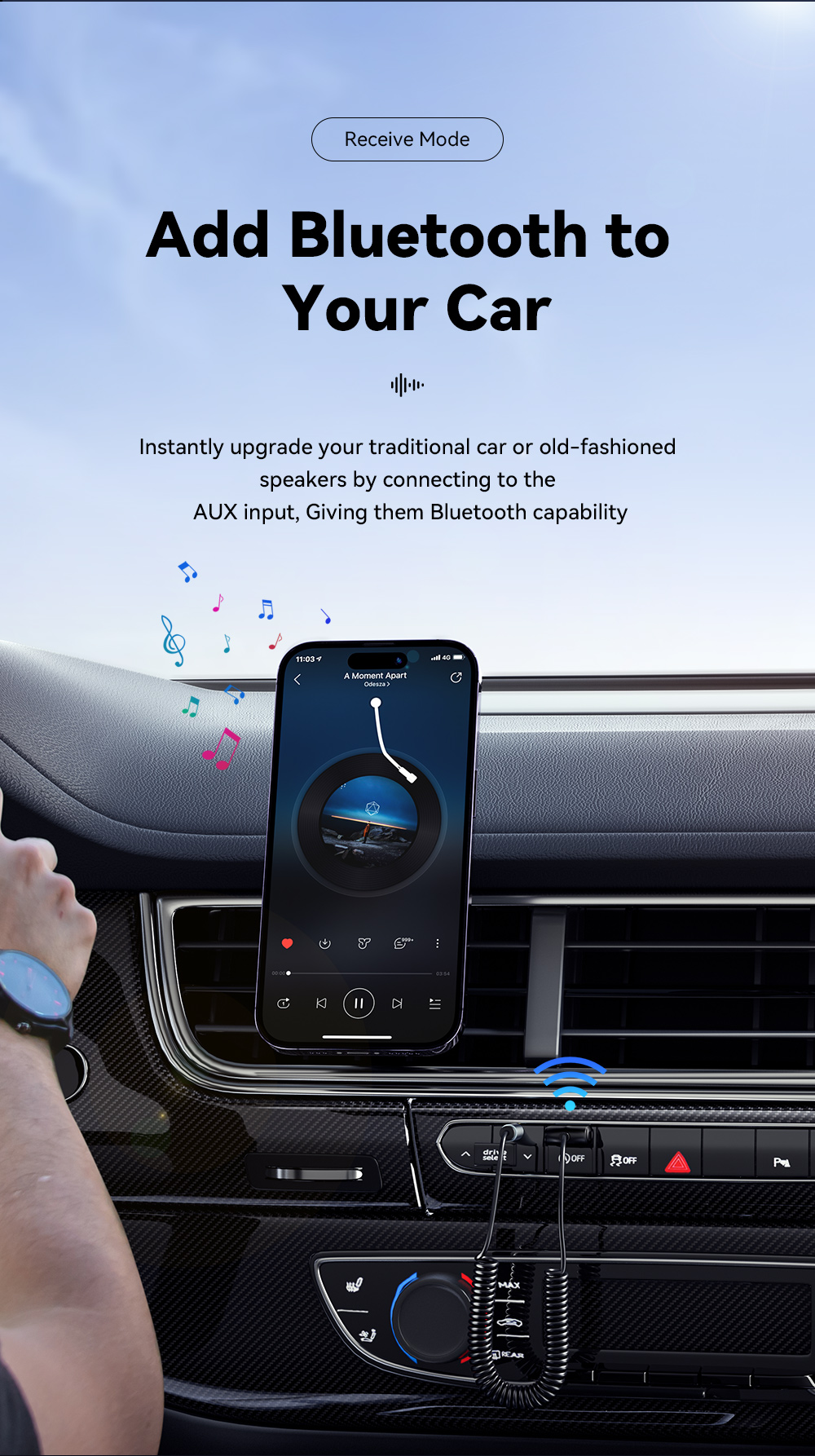 Essager EB01 Series Male 3.5mm Jack Audio Bluetooth Adapter Blue Tooth Receiver