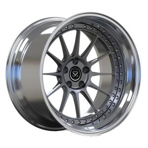 China Polish Stepped Lips Custom Rims Wheels 20inch For Audi S3 2 Piece Grey Spokes wholesale