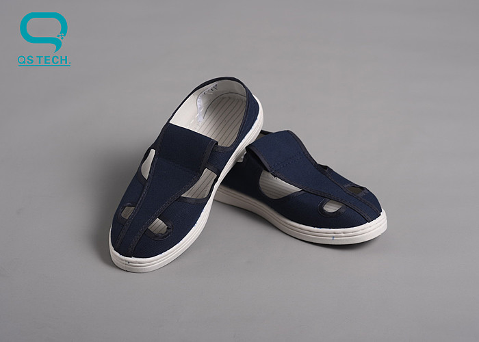 PVC Sole Four Holes Clean Room Anti Static Work Canvas Shoes For Ladies