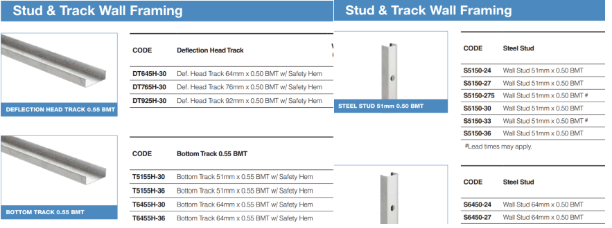 stud and track drawing