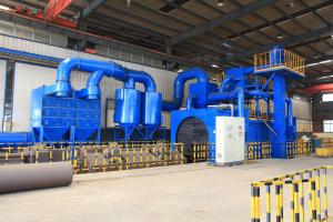 China 14 Inch Steel Pipe Shot Blasting Machine , 4pcs X 11kw Vapour Blasting Equipment wholesale