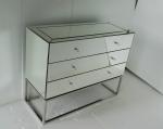Stainless Steel Base Mirrored Cabinet Chest , Antique Mirror Table 3 Drawers