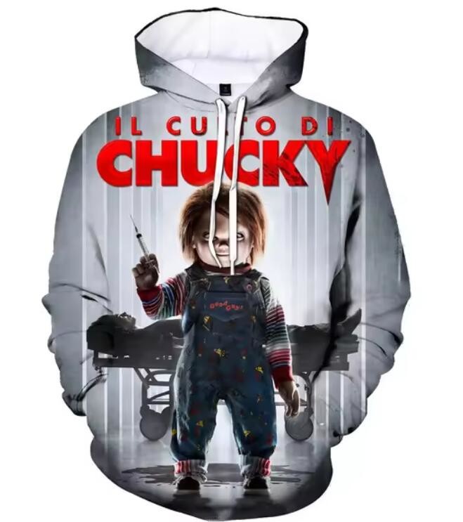 Chucky Printed Oversize Hoodie Men Horror Movie 3D Printed Hoodies